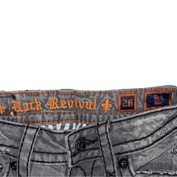 Rock revival grey destructed Eva bootcut jeans size 26 - Picture 8 of 9